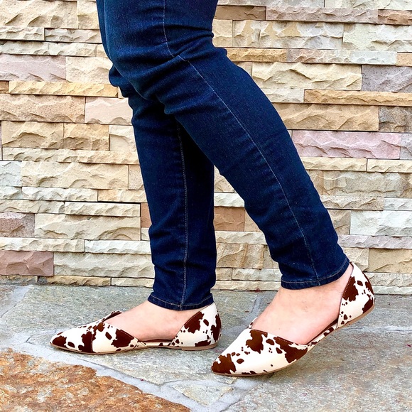 ⚡FINAL PRICE! Brown Cow Print D'Orsay Flats - Picture 11 of 14